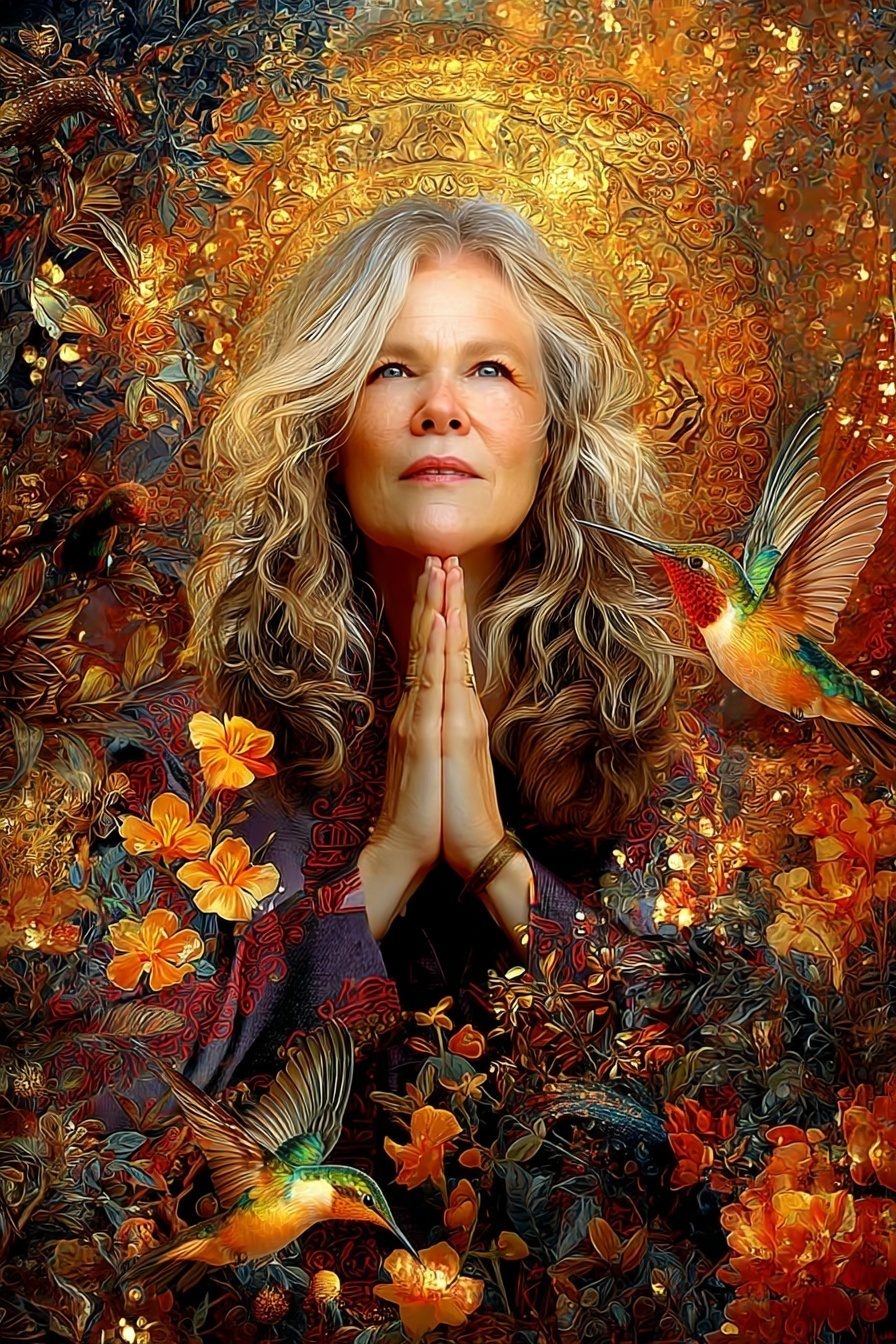 juliastege_a_woman_with_hands_in_prayer_surrounded_by_flowers_b84fea14-bceb-466f-9507-78d4bd1bb410_0